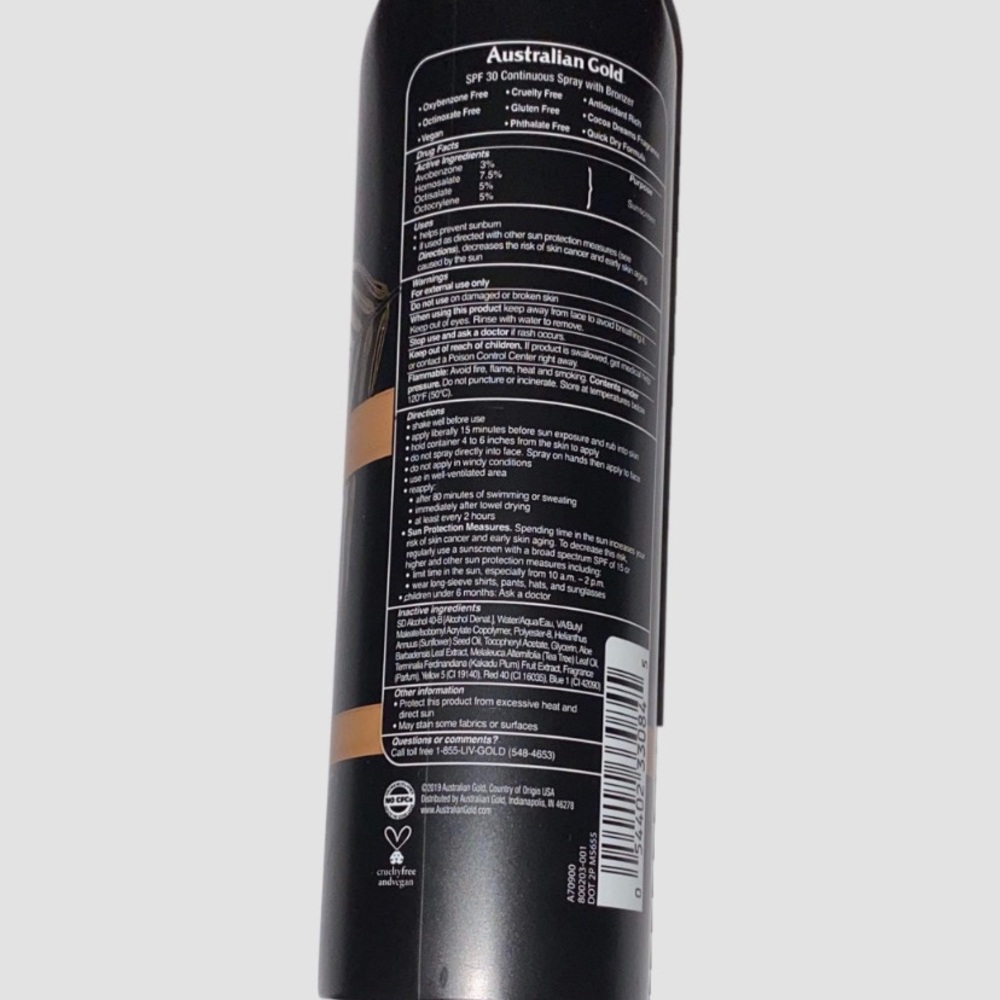 Australian Gold Instant Bronzer SPF 30 Continuous Sunscreen Spray 6 oz EXP 10/23 - Picture 2 of 2